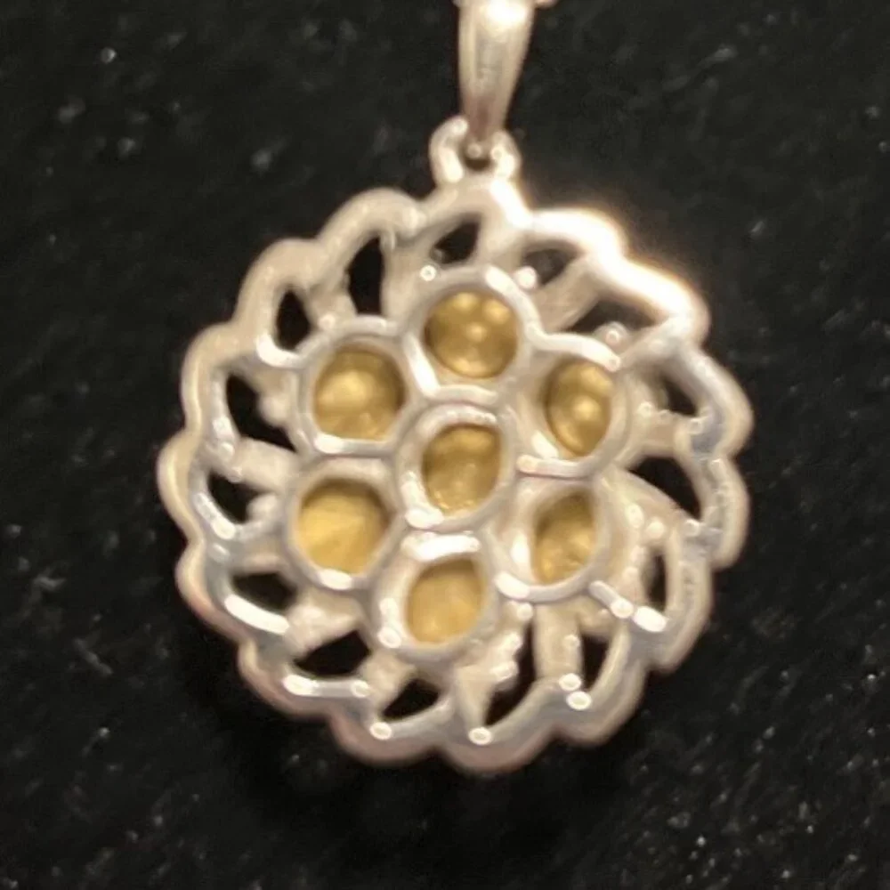 Karis Italy Red Crystal Floral Pendant Platinum Bond On Sterling Silver 18” Chai - Picture 3 of 8